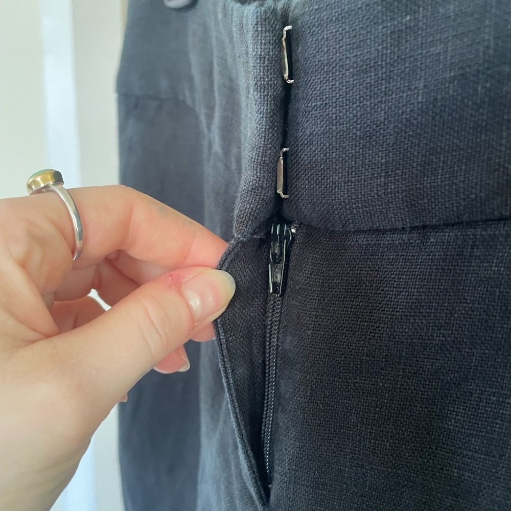 LOFT Black 100% Linen Mid-Rise Business Casual Trousers Pants Office Work NWOT - Picture 5 of 13